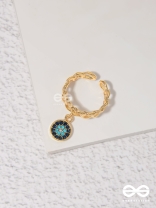 The Sapphire Lights - Golden Embellished Charm Ring (Adjustable) 