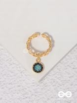 The Sapphire Lights - Golden Embellished Charm Ring (Adjustable) 