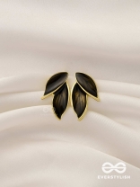 Petals Panache - Golden Enamelled Earrings (Black)
