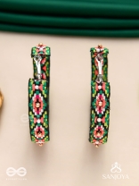 Kshitvari - The Lively Garden - Resham And Beads Hand Embroidered Hoop Earrings