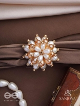 Svapnakalka - The Ivory Dream - Beads, Pearl And Glass Drops Hand Embroidered Ring (Adjustable)