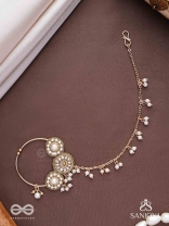 Haimavat - The Pearl Trail - Pearls And Beads Hand Embroidered Nath (Non-Piercing)