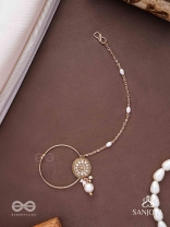 Vimrigvan - The Pristine Charm - Pearls And Beads Hand Embroidered Nath (Non-Piercing)