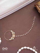 Varchasam - The Treasured Radiance - Pearls, Beads And Dabka Hand Embroidered Nath (Non-Piercing)