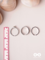 The Sterling Trio - Silver Cubic Zirconia Rings (Set Of 3 Adjustable)