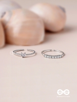 The Diamond Beauty - Silver Cubic Zirconia Rings (Set Of 2 Adjustable)