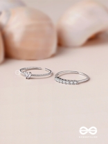The Diamond Beauty - Silver Cubic Zirconia Rings (Set Of 2 Adjustable)