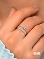 The Diamond Beauty - Silver Cubic Zirconia Rings (Set Of 2 Adjustable)