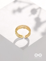 Tie Me Close - Golden Cubic Zirconia Ring (Adjustable)