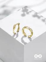 Midas Treasures - Golden Cubic Zirconia Rings (Set Of 2 Adjustable)