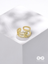The Cherished Bonds - Golden Cubic Zirconia Ring (Adjustable)