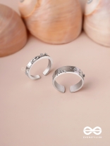 The Engraved Stories - Silver Embellished Rings (Set Of 2 Adjustable)