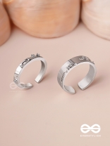 The Engraved Stories - Silver Embellished Rings (Set Of 2 Adjustable)
