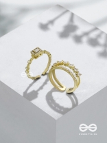 The Diamond Dreams - Golden Cubic Zirconia Rings (Set Of 2 Adjustable)