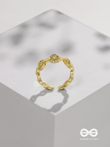 The Orbital Bliss - Golden Cubic Zirconia Ring (Adjustable)