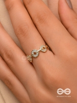 The Orbital Bliss - Golden Cubic Zirconia Ring (Adjustable)