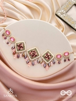 Prapushpit - The Eternal Bloom - Stones, Resham, Beads And Glass Drops Hand Embroidered Neckpiece