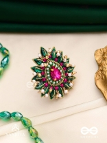 KANTARA - THE CHARM HOLDER - EMBROIDERED FLOWER DESIGN WITH PURPLE GEMSTONE AND PEARLS