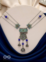 Oxi Radiance - Oxidized necklace with blue and green enamel work
