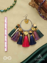 Rasika - The power of aesthetics - Oxidized hoops decorated with multicolour tassels