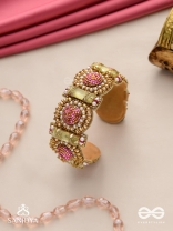 Manikarna - The Regal Gems - Pink and golden beads and stones embroidered bracelet