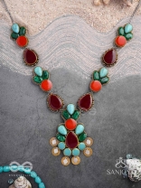 Tarunamala-Youthful Garland-Statement chunky multicolored gemstones necklace