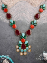 Tarunamala-Youthful Garland-Statement chunky multicolored gemstones necklace