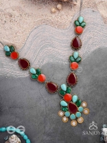 Tarunamala-Youthful Garland-Statement chunky multicolored gemstones necklace