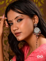 Gem Flower -Pastel Pink Oxidized earrings 