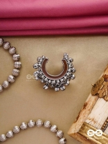 Lunar Embrace-  Oxidized adjustable  ring with ghungroos