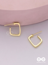 Golden glimmer- Golden colored rectangular  hoop earrings 