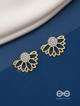 Simmering dawn - Lotus shaped golden ear jackets  