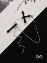 The holy spirit - Black cross sleek Earring  (one ear)