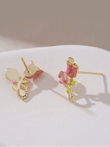 Petal Grace- Pink floral charm earrings