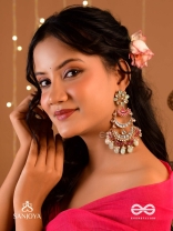 CHANDRIKA DHARA- MOONLIGHT CASCADE EXQUISITE FLORAL KUNDAN EARRINGS ADORNED WITH PEARLS AND PASTEL BEADS