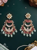 CHANDRIKA DHARA- MOONLIGHT CASCADE EXQUISITE FLORAL KUNDAN EARRINGS ADORNED WITH PEARLS AND PASTEL BEADS