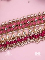 GULABI DHARA – SUHANA KHAN INSPIRED NECKPIECE FEATURING KUNDAN, RED GEMSTONES AND PEARLS