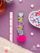 NAVAVARSAM - NEW YEAR  - BEADWORK, MIRRORS AND POM POMS EARRINGS