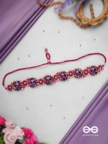 VARNAMALA ABHUSHANA - ADORNMENT OF COLORS - HEADBAND WITH GEMSTONES AND BEADS IN FLORAL PATTERNS