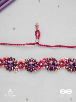 VARNAMALA ABHUSHANA - ADORNMENT OF COLORS - HEADBAND WITH GEMSTONES AND BEADS IN FLORAL PATTERNS