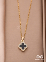 Mystic Clover - Crystal Embellished 2-in-1 Pendant (Black and White)