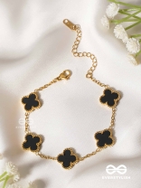 GOLDEN BLACK CLOVER - HOLOGRAPHIC STAINLESS STEEL 18K GOLD PLATED ANTI TARNISH BRACELET