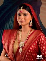 RUPANJALI - TRIBUTE TO BEAUTY - PEARLS, BEADS AND KUNDAN HAND EMBROIDERED MAANG TIKA