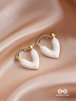 AURORA HEARTS - WHITE ENANMELED HEART STUD EARRINGS