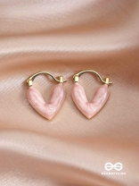 HEAVENLY LONGEVITY - PINK ENAMELED HEART STUD EARRINGS