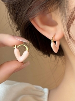 HEAVENLY LONGEVITY - PINK ENAMELED HEART STUD EARRINGS