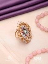 RANGVATI - FULL OF COLORS - EXQUISITE MULTI-HUED RING WITH PEARL AND CRYSTAL EMBELLISHMENTS