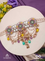 RANGVATI - FULL OF COLORS - EXQUISITE MULTI-HUED CHOKER WITH PEARL AND CRYSTAL EMBELLISHMENTS
