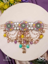 RANGVATI - FULL OF COLORS - EXQUISITE MULTI-HUED CHOKER WITH PEARL AND CRYSTAL EMBELLISHMENTS