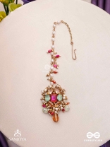GULRATNA - JEWEL OF ROSES - HANDCRAFTED ROSE MAANGTIKA WITH BEADED FRINGES, PEARLS AND GEM DETAILS